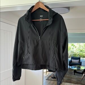 Girlfriend Collective Huddle Half Zip  Black Lightweight Hooded Women's Jacket M
